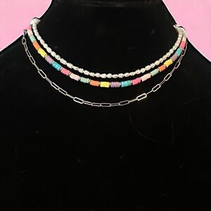 Frenzy colorful multi layered chain necklace